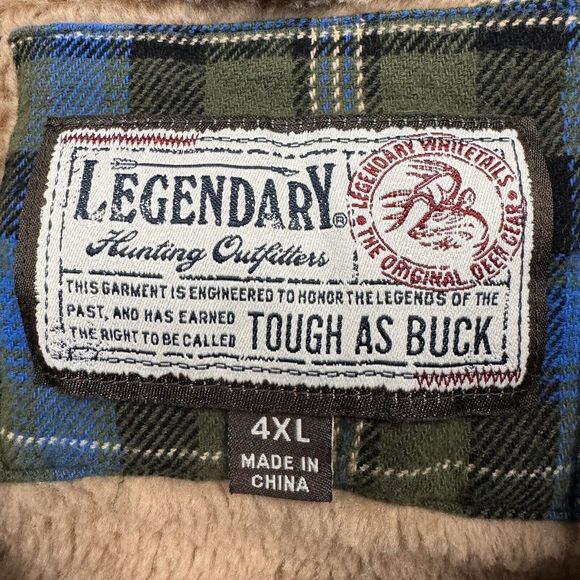Ledgendary Whitetails sherpa lined flannel shacket mens 4XL tartan plaid - Picture 2 of 9
